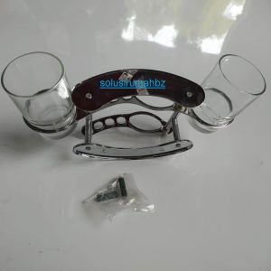 RAK KM + 2 GELAS KUMUR SIKAT RAK SS + peti kayu STAINLESS STEEL KAMAR MANDI display tempel tembok di sekrup