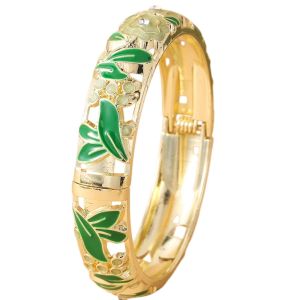 GENENIC Đầy màu sắc Vòng tay cổ điển Cloisonne Hoa văn men sứ Truyền thống Vòng tay nữ Vòng đeo tay Cổ điển Vòng tay pha lê hoa Phụ nữ