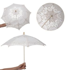 MIRELAE Embroidery Lace Parasol Umbrella 26/31/43/53cm Cotton Lace Kids Sun Umbrella Vintage Flower Girl Umbrella Wedding Decoration