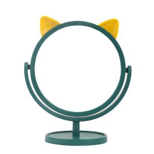 NB1# Cat Ear Make-up Mirror Folding Portable Plastic Vanity Mirror 360 Degrees Rotation Suit for Bedroom Home Office