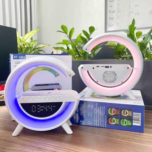 ( Loa Xịn Màu Đen Hoặc Trắng ) Loa Bluetooth Có Led BT-3401 / G11 Chữ G Có Đồng Hồ Có Sạc Không Dây Đèn Led Khá Đẹp