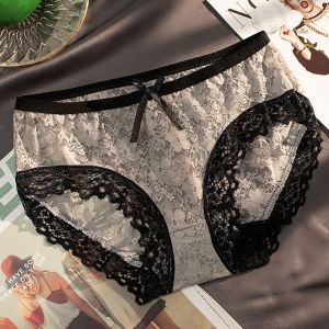 REEBO Soft Transparent Lingerie For Girls Mesh Bowknot Korean Underwear Lace Briefs Women Panties