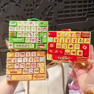 Kawaii Box 26 Key keyboard keychain fidget fidget clicker fidget toys keyboard Decompression Button Toy Creative Design Keyboard Keychain Keychain Novelty Charms keyboard Pendant Childrens Bag
