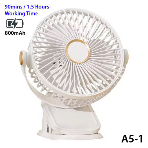 5" Clip Fan Desktop Fan Wall Mount Fan 360° Strong Wind Wireless Fan USB Rechargeable with LED Light