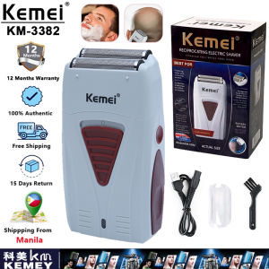 Kemei KM-3382 Barber Electric Shaver For Men Cordless Rechargeable Beard Razor Reciprocating Foil Mesh Shaving Machine