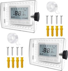 Baby proofing Thermostat Lock with KeyClear Thermostat Cover with Lock for Thermostat on Wall Thermostat GuardUniversal Thermostat Lock Fits Thermostats 4.8" H x 6" W or Smaller