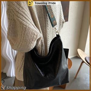 [Towering Pride] Túi đeo vai nữ thời trang màu Trơn Cổ Điển Túi đeo chéo xô Dây đeo rộng đơn giản sức chứa cao
