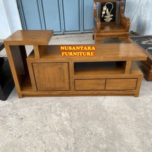 Meja TV Jati Model L Produksi Asli Jepara Bufet TV Minimalis Kayu Jati