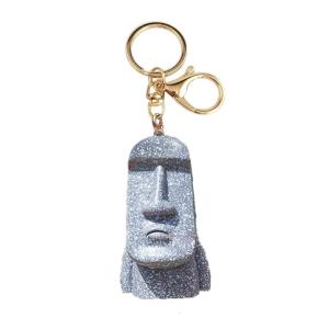 Hợp Thời Trang Rapa Tượng Keychain hợp kim nhựa Chất Liệu Key Moai Hình Keyring Mặt treo hình chìa khóa Quà Tặng Cho Phụ Nữ Và Nam Giới