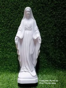 Tượng Mẹ Ban Ơn 40cm màu trắng đá Vit/to/ri/a VNXK tượng công giáo cao cấp dày nặng để ngoài trời