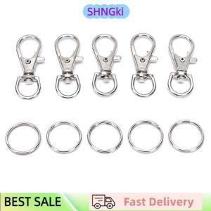 SHNGki 50Pcs Metal Swivel Lobster Clasps Clips Hook with Key Ring DIY Jewelry Craft