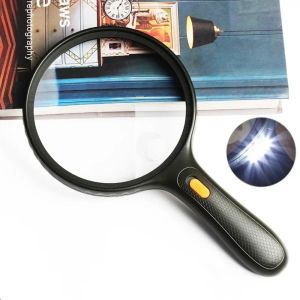 QUESU Handheld 138mm Magnifying Glass Large Reading 1.8X/5X Magnifying Glass Convenient Durable Backlit Magnifier Gifts