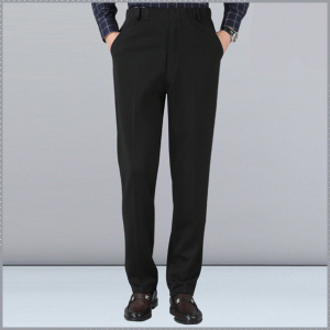 พักผ่อนกางเกงสูท รูปร่างสามมิติเอวสูงกางเกงทรงตรง กางเกงลําลองผู้ชายวัยกลางคนและผู้สูงอายุ
