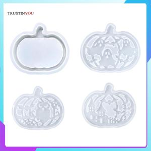 4 Pcs Halloween Pumpkin Silicone Molds Tea Light Holder Plaster Molds Gypsum Molds for Home Crafts