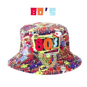 Y2K Vintage Bucket Hat Summer Cotton Printing 80s 90s Women Men Fisherman Hat Outdoor Fashion Sun Hat