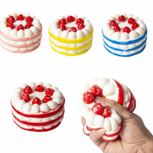 UFANSM PU Material Simulation Food Toy Color Random Strawberry Cake Design Stress Relief Toys Portable Slow Rebound Function Squeeze Toy For Kids