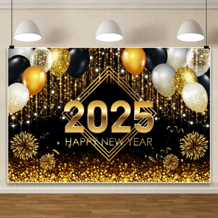 120X80CM Happy New Year Banner 2025 New Years Backdrop New Years Eve