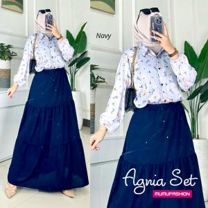 MUMU - Agnia Set Rok STONE Dress Midi Jeans Wanita Kekinian Viral stone Midi by MUMU fashion solo