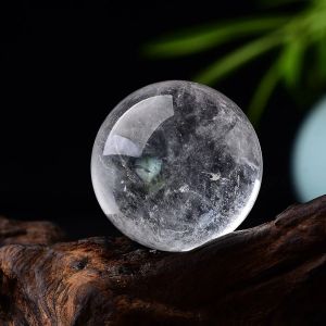 (In stock) High Quality 28-32mm Natural Crystal Ball ear Quartz Energy Healing Stone Meditation for Home Decoration Free Wooden Stand