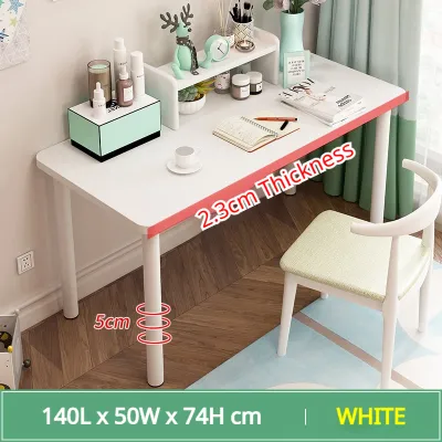 STON White Study Table Meja Belajar Thickened Computer Table Modern Office Write Dining Table Meja Komputer Notebook table Meja Study 圆腿桌