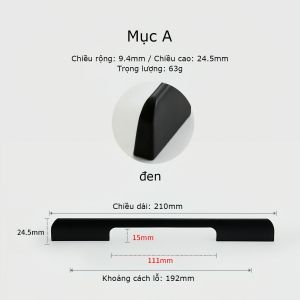 Tay nắm tủ gỗ tay nắm cửa 672 đen (kèm ốc) CINDYHOME