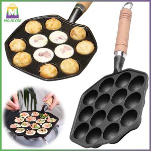 Takoyaki Grill Plate 14 Holes Non Stick Non Slip Surface Cast Iron Takoyaki Maker for Home Cooking and Parties