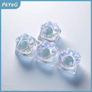 PkYeG 1pcs handmade mờ màu hồng màu xanh mèo claw nhựa Keycaps chéo trục Bàn phím cơ khí Keycap trang trí ESC WASD Keycaps