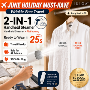 IUIGA Portable Garment Steamer - 25s Fast Heat Handheld Iron for Travel & Home Flat/Vertical Steam Ironing