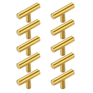 10pcs Sturdy Gold T Shape Drawer Knobs Single Hole Zinc Alloy Handles for Elegant Cabinets Designs Easy Installion