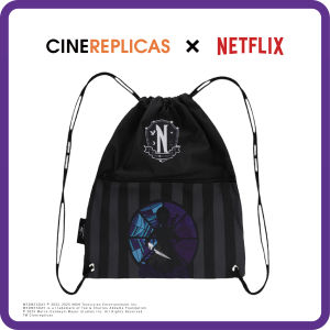 [Cinereplicas x Netflix] Wednesday Adams handbag drawstring bag for men and women Wednesday with Cello Nefertmore College backpack stylish and creative drawstring bag