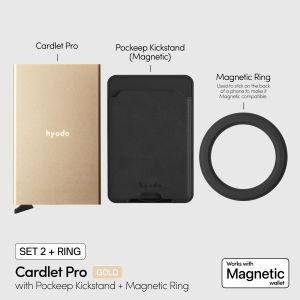 hyodo Cardlet Pro Gold (Magnetic compatible Smart Card Wallet Holder RFID/NFC Shielding For Man & Women)