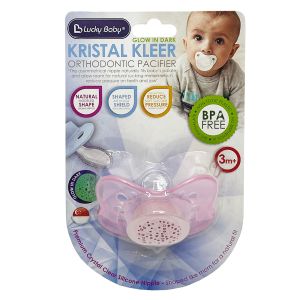 Lucky Baby Kristal Kleer Glow In Dark Orthodontic Pacifier 3mth+ (2 Colour Option)
