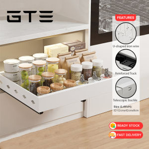 GTE Retractable Kitchen Drawer Cabinet Style Bowl Basket Storage Rack Spice Bottle Storage Organizer Punch Free Pull Out Rack - Fulfilled by GTE SHOP