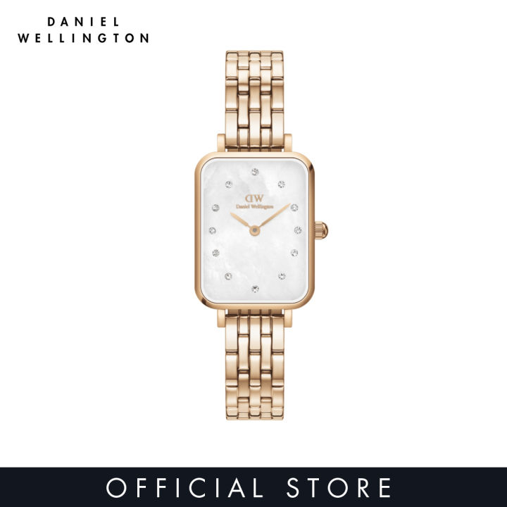 Daniel Wellington Quadro Lumine 20x26mm 5-Link Rose Gold MOP White
