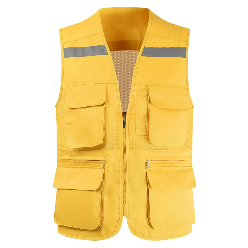 Fishing vest Multi Pockets Openwork Mesh Breathable Journalist