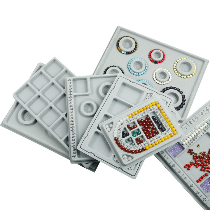 Ruluti Bracelet Design Board - Flocked Bead Organizer Tray, 35.5x27cm Grey, For DIY Jewelry Making - View #3