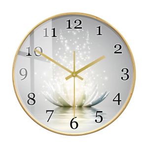 xpkQ Calming White Lotus Flower Wall Clock Sparkling Water Lily Zen Silent Clock for Yoga Room Meditation Space Relaxing Home Decor 6K4N7