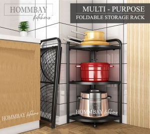 HOMMBAY Kitchen Rack / Multipurpose Foldable Metal Storage Rack Kitchen Storage Rack Kitchen Shelf 3 Tier/4 Tier/5 Tier