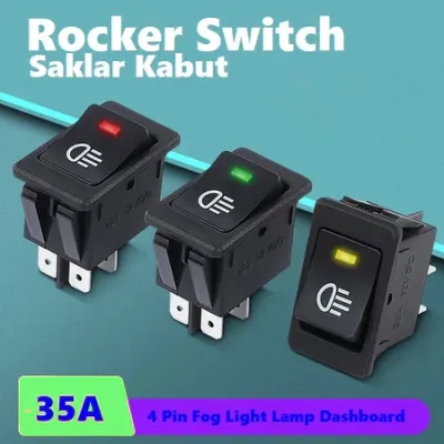 Saklar Switch Fog Lamp Mobil Saklar Led Rocker 4 Pin Plus Led 12 V 35A Kuning Hijau Biru Mobil Auto Lampu Universal