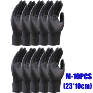10PCS Disposable PVC Gloves Cleaning Laboratory Black Nitrile Gloves Waterproof Outdoor Cycling Work Gloves