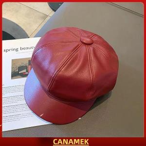 Miễn phí vận chuyển✨ Phụ Nữ Thời Trang Beret Rắn Beret Cap PU Da Beret Pháp Nghệ Sĩ Ấm Beanie Hat Nữ Phụ Nữ Hat Cô Gái Mũ