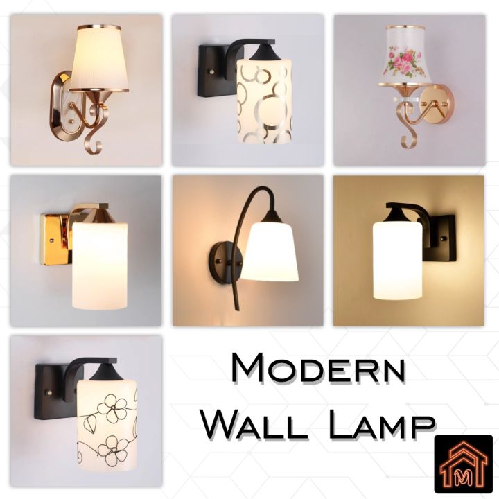Ready Stock Wall Lamp Glass E27 Lamp shade Bedroom Entrance Aisle