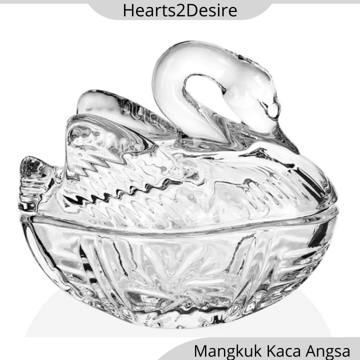 CANDY DISH BOWL SWAN SHAPED MANGKUK KACA BURUNG ANGSA HOME OFFICE DECOR
