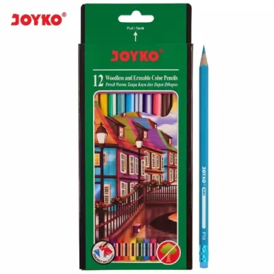 pensil warna joyko woodless 24 /12 dapat di hapus - 12 JOYKO BIASA