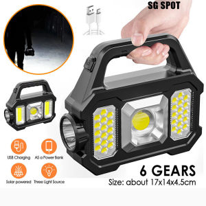 Super Bright Solar Torch Light Powerful Flashlights Led Type-C Rechargeable Light High Powered Handheld Flash Light