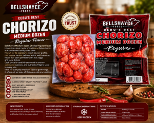 Bellshayce Foods Cebus Best Chorizo Medium Dozen Spicy Flavor Bold & Spicy Kick Authentic Chorizo Perfect for Rice Meals Convenient Frozen Keep Frozen