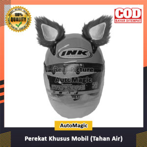 Helm Telinga Kucing Bulu Panjang 5cm- Helm Kuping Kucing harga isi 2 pics Bulu Import Korea Lembut Kuat [Abu-abu Putih] [Universal] (Original) (Bisa COD)
