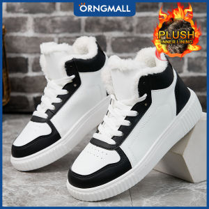 ORNGMALL Plush Lining Womens Casual Sneakers Breathable High-Cut Skate Shoes Lightweight Non-Slip Comfortable Sports Running Walking Shoes for Women 36-45