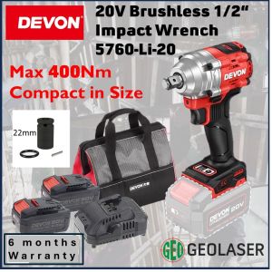 Devon 20V Brushless 1/2" Impact Wrench 5760-Li-20 with Battery & Charger