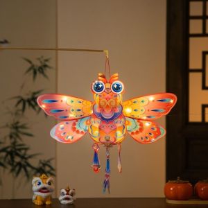 SWEET LORD Cartoon Mid-Autumn Festival Lantern Handmade DIY Material Bag Childrens Handheld Lantern Creative Chinese Style Dragonfly Butterfly Lantern Kindergarten